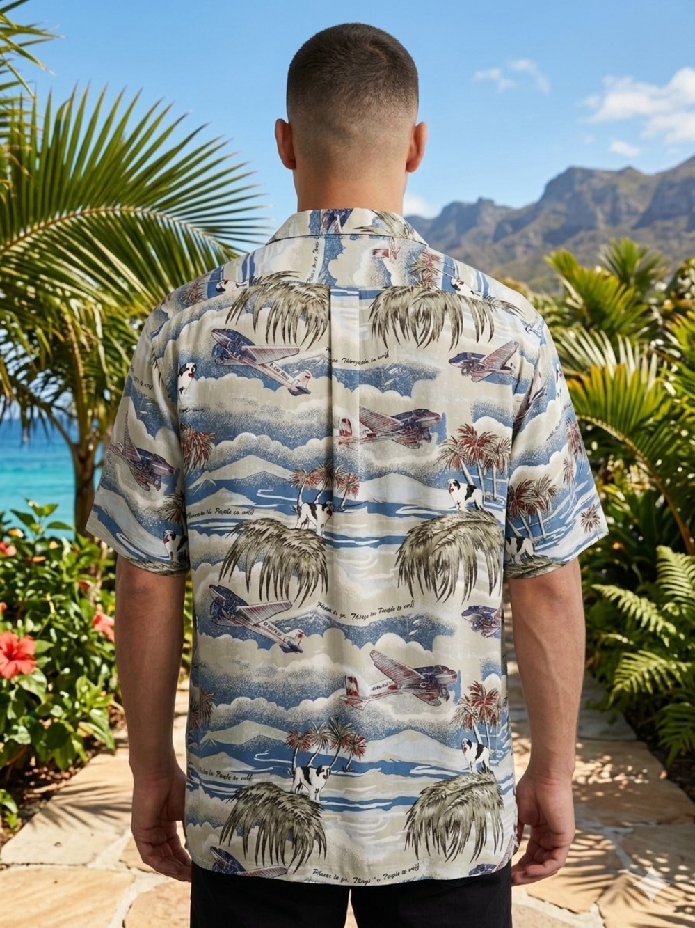 Vintage Big Dogs "Air Big Dogs" All Over Print Rayon Hawaiian Camp Shirt
Men's L - Picture 5 of 11